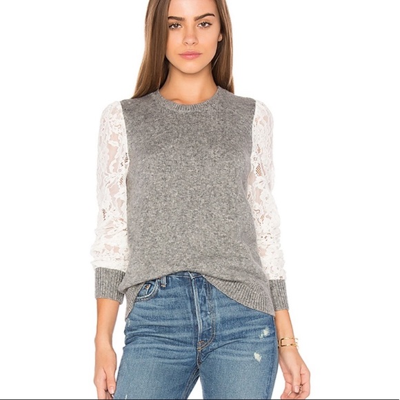 Rebecca Taylor Lace Sleeve Sweater 